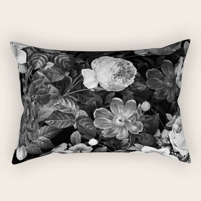 Black And White Garden Rectangular Pillow