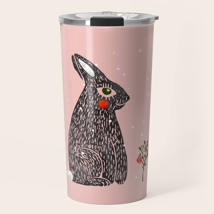 Christmas Rabbit - Illustration Travel Mug