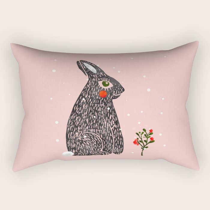 Christmas Rabbit - Illustration Rectangular Pillow