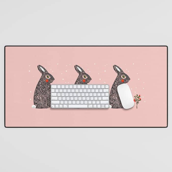 Christmas Rabbit - Illustration Desk Mat
