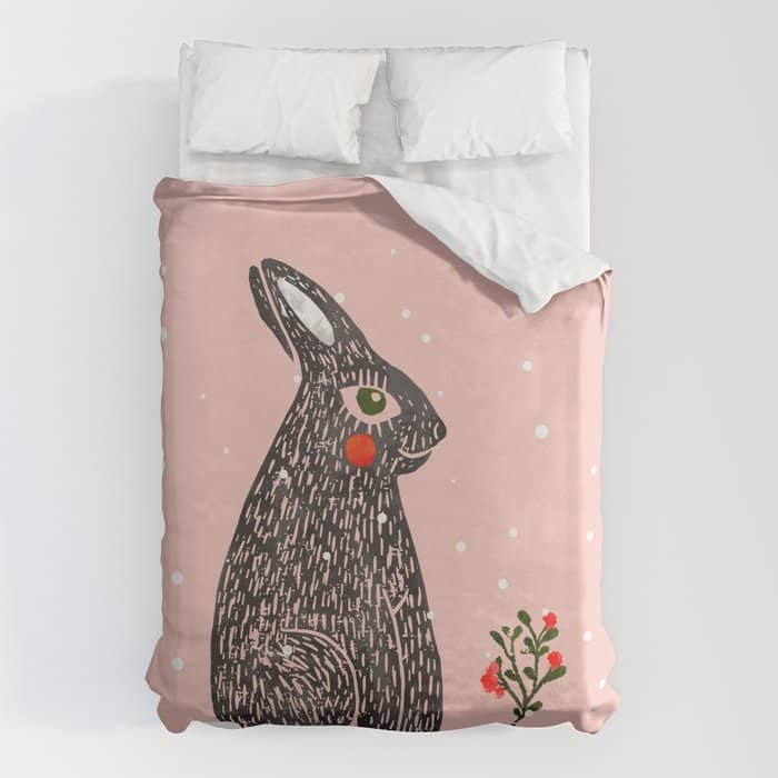 Christmas Rabbit - Illustration Duvet Cover