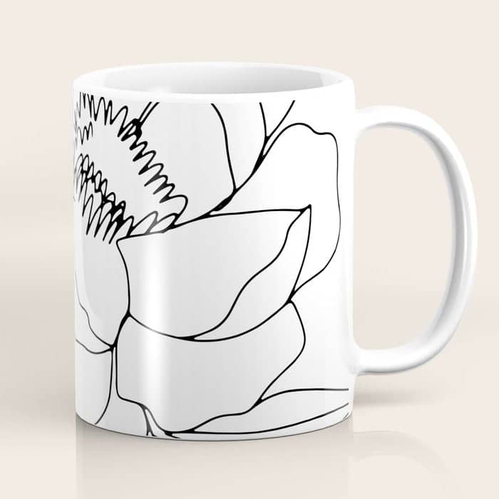 Minimal, Line Art, Floral Prints, Drawing Coffee Mug