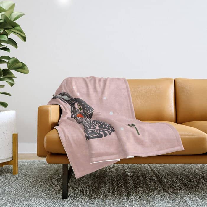 Christmas Rabbit - Illustration Throw Blanket