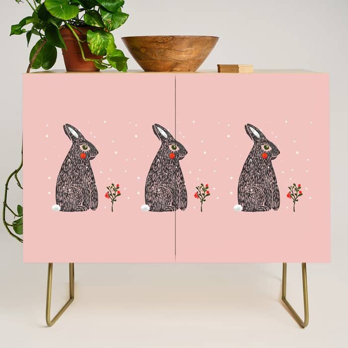 Christmas Rabbit - Illustration Credenza