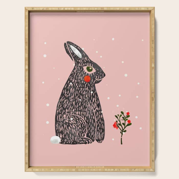 Christmas Rabbit - Illustration Serving Tray