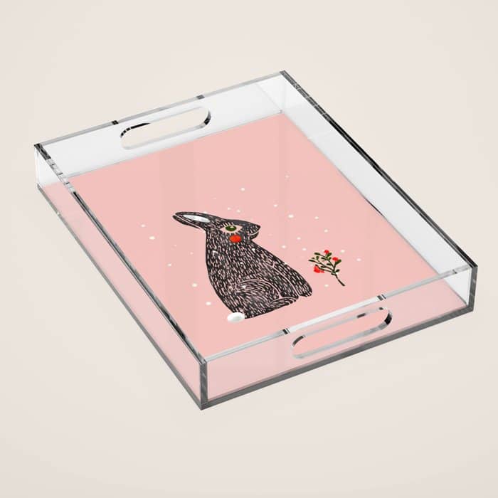 Christmas Rabbit - Illustration Acrylic Tray
