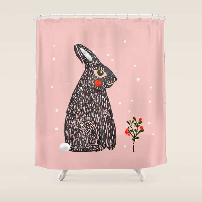 Christmas Rabbit - Illustration Shower Curtain