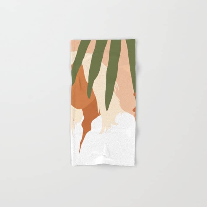 Musafir | Traveler Feminism Woman Of Color In White Shirt | Palm Tropical Minimal Bohemian Fashion  Bath Towel