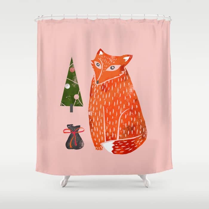 Christmas Fox - Illustration Shower Curtain
