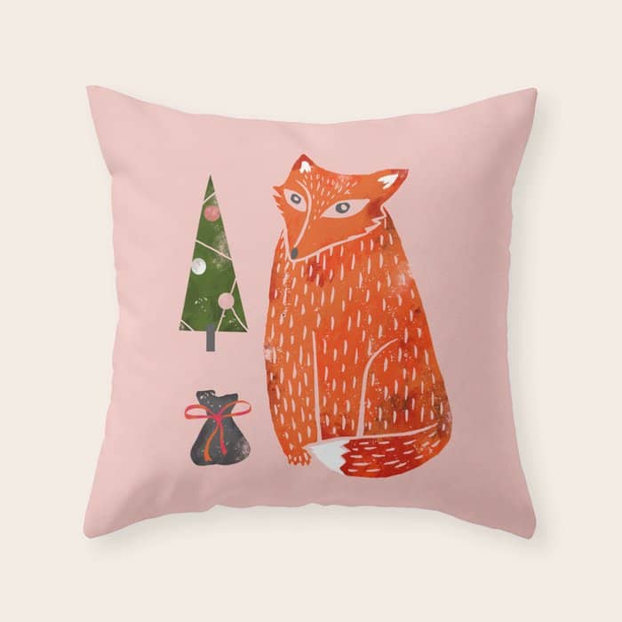 Christmas Fox - Illustration Throw Pillow