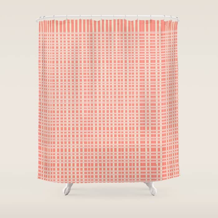 Abstract Stripes In Coral Shower Curtain
