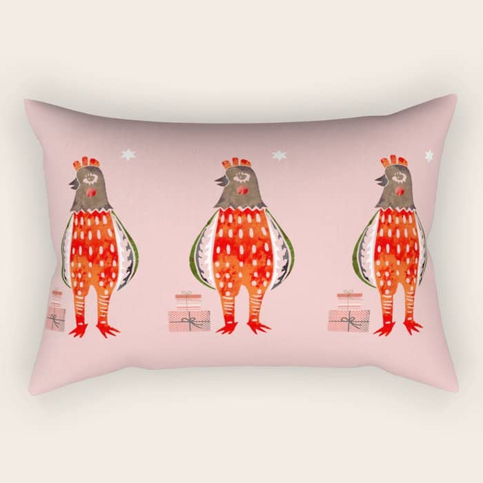 Christmas Chicken - Illustration Rectangular Pillow