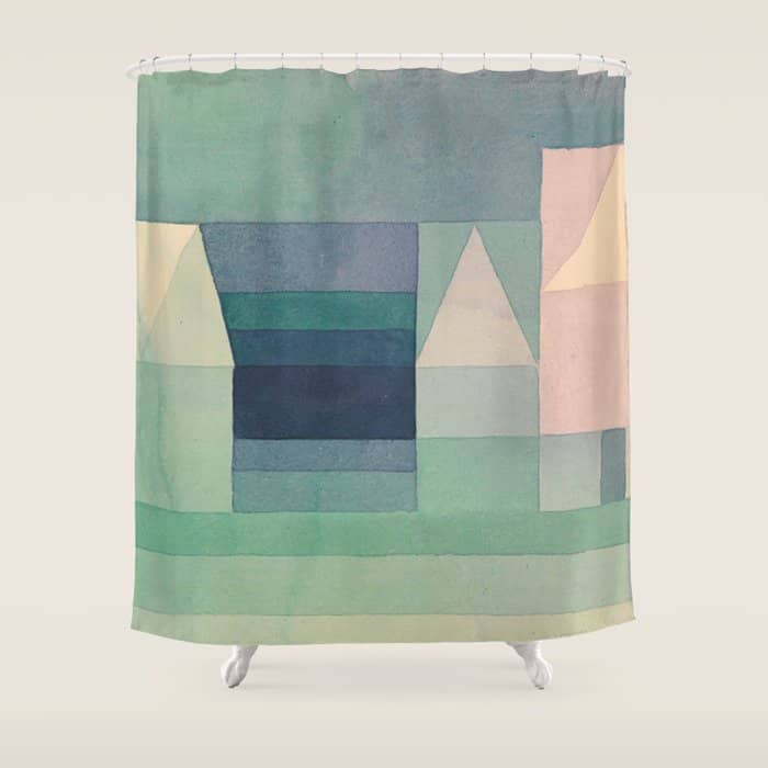 Paul Klee "Three Houses 1922" Shower Curtain