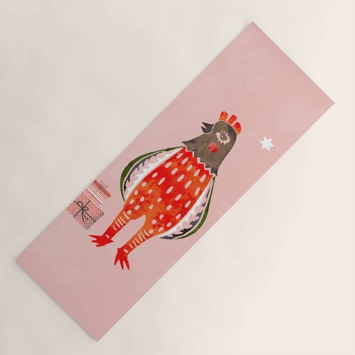 Christmas Chicken - Illustration Yoga Mat