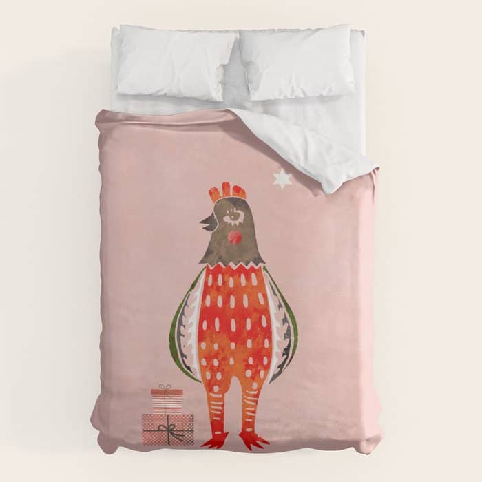 Christmas Chicken - Illustration Duvet Cover