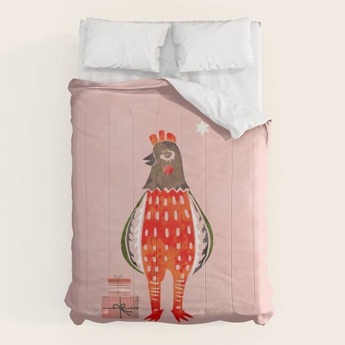 Christmas Chicken - Illustration Comforter