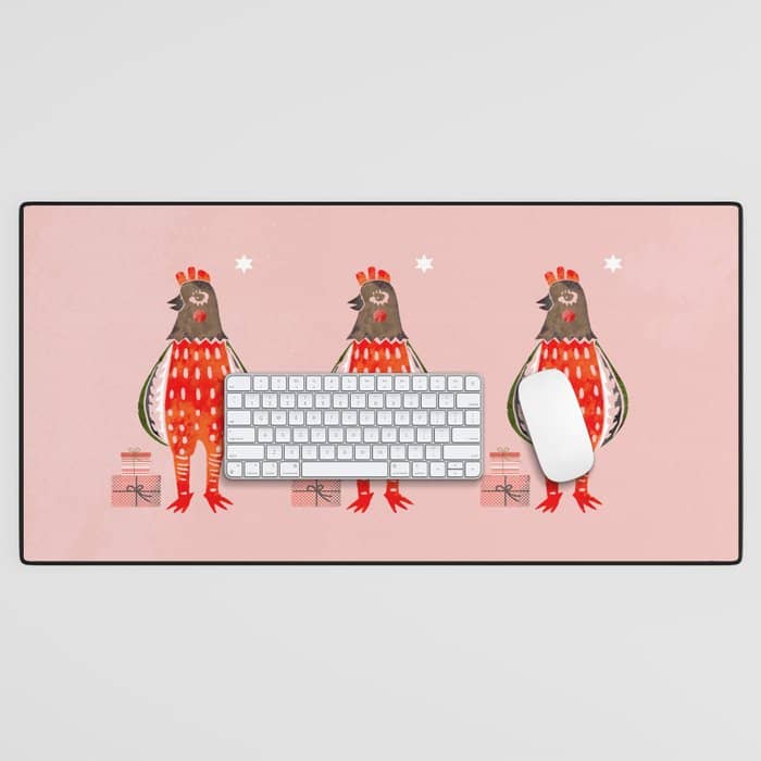 Christmas Chicken - Illustration Desk Mat