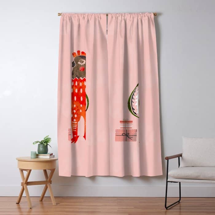 Christmas Chicken - Illustration Window Curtain