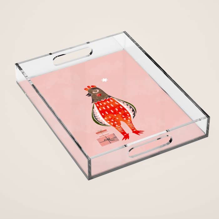 Christmas Chicken - Illustration Acrylic Tray