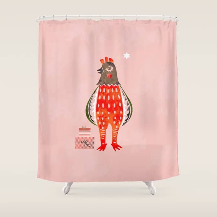 Christmas Chicken - Illustration Shower Curtain
