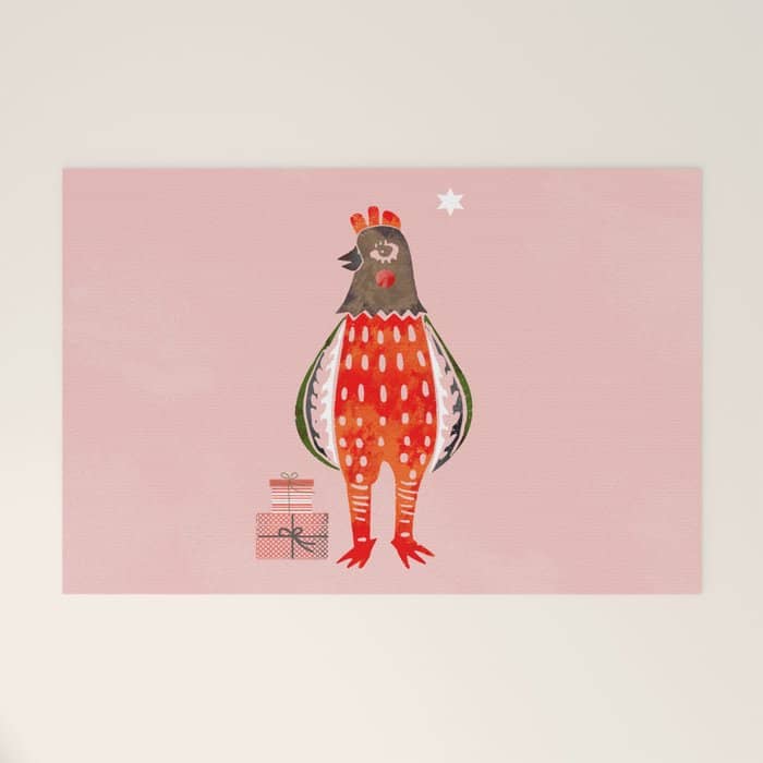 Christmas Chicken - Illustration Welcome Mat