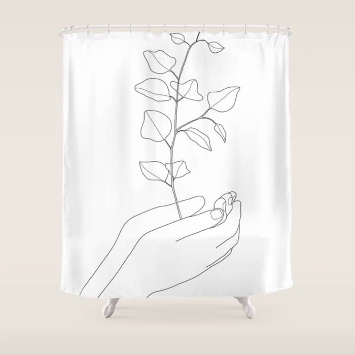 Minimal Hand Holding The Branch Ii Shower Curtain