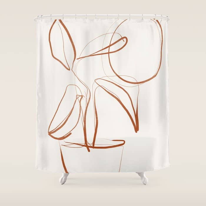Abstract Line Art /Plant2 Shower Curtain