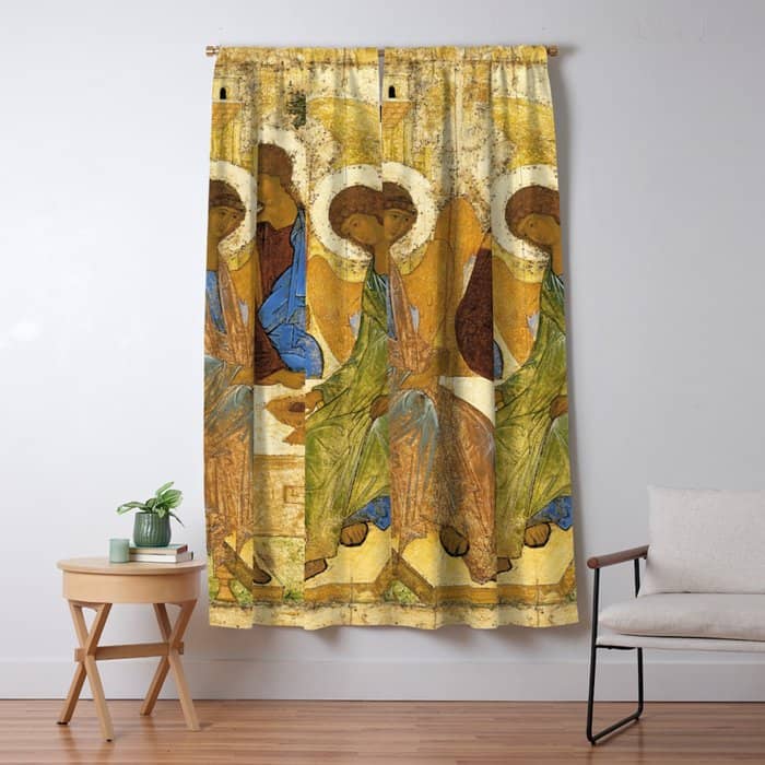 The Holy Trinity By Andrei Rublev Window Curtain