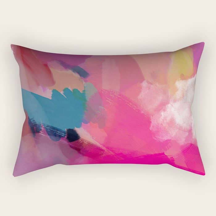 Pink Abstract Landscape Rectangular Pillow
