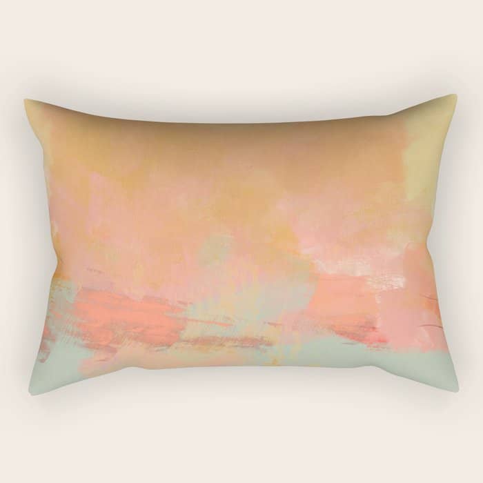 Abstract Peach Sky On Mint Sea Rectangular Pillow