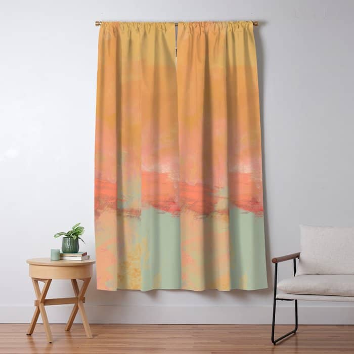 Abstract Peach Sky On Mint Sea Window Curtain
