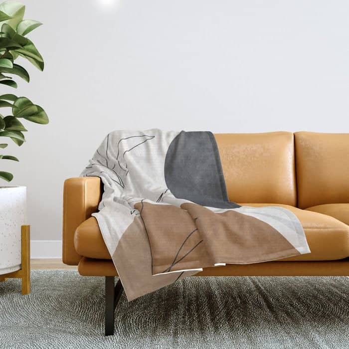 Abstract Art Minimal Plant Throw Blanket