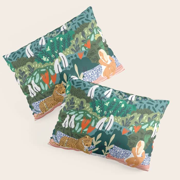 Chilling By The Pool With My Leopard Tropical Jungle Nature Wildlife Bohemian Morocco Travel Pillow Sham