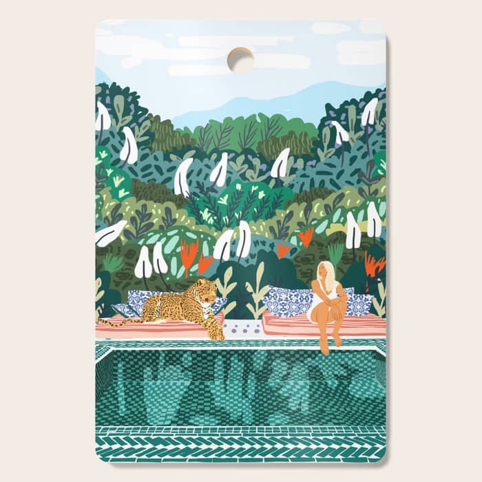 Chilling By The Pool With My Leopard Tropical Jungle Nature Wildlife Bohemian Morocco Travel Cutting Board