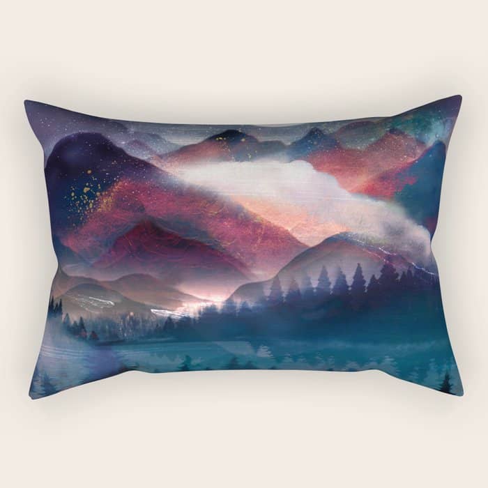 Mountain Lake Under The Stars Rectangular Pillow