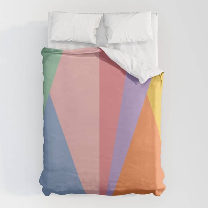 Geometric Triangles I Bright Pastel Duvet Cover