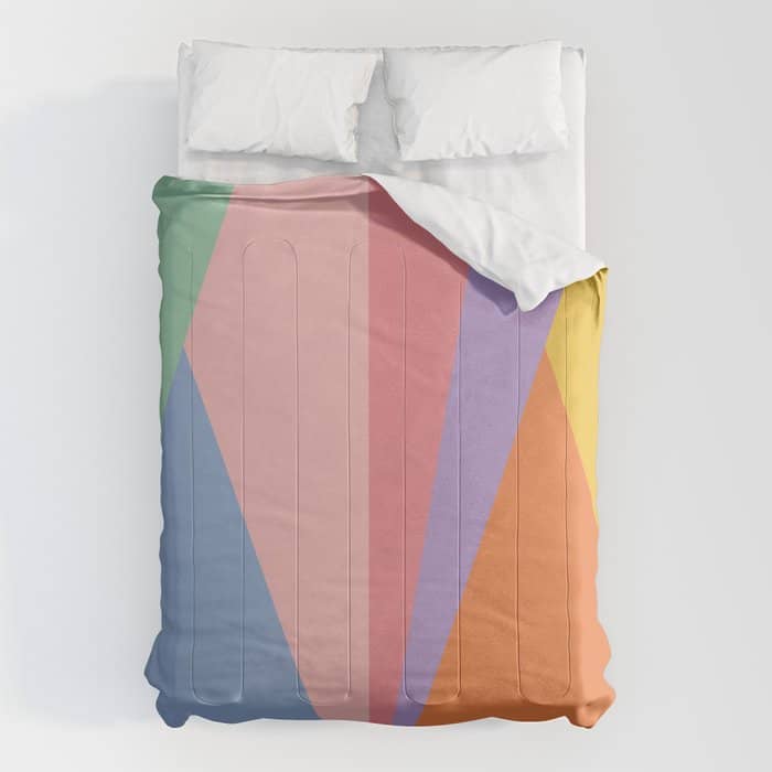 Geometric Triangles I Bright Pastel Comforter