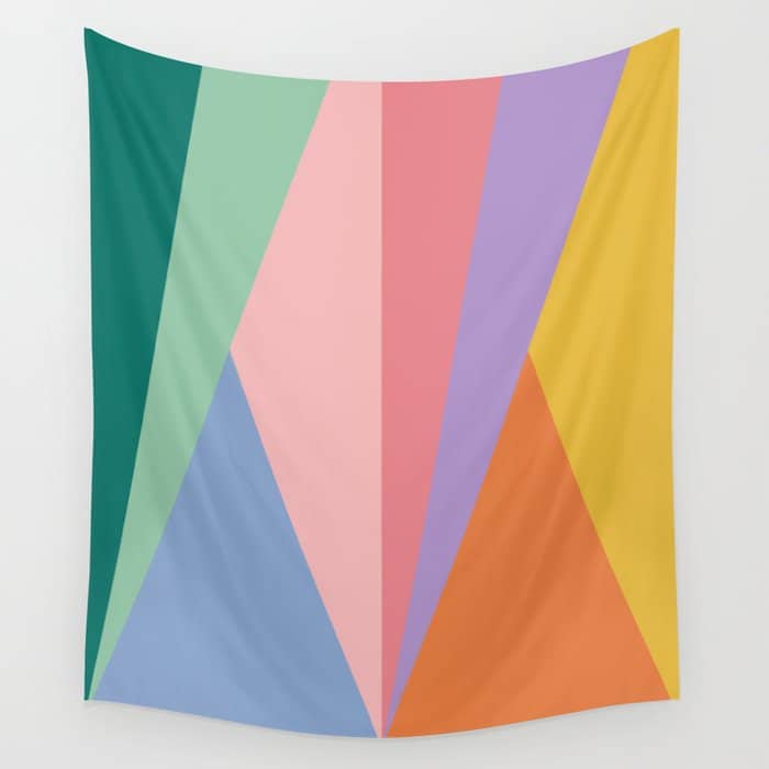 Geometric Triangles I Bright Pastel Wall Tapestry