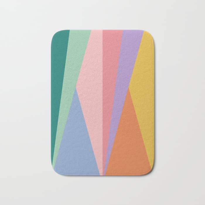 Geometric Triangles I Bright Pastel Bath Mat
