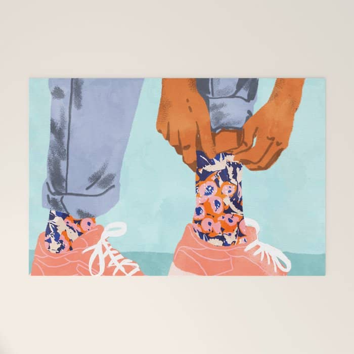 Pull Up Those Pretty Socks! | Optimism Hustle Positivity | Good Vibes Luck Pop Art Welcome Mat