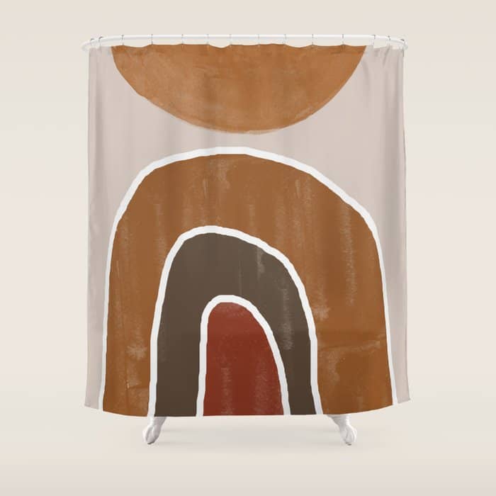 Abstract Rainbow, Burnt Orange Shower Curtain