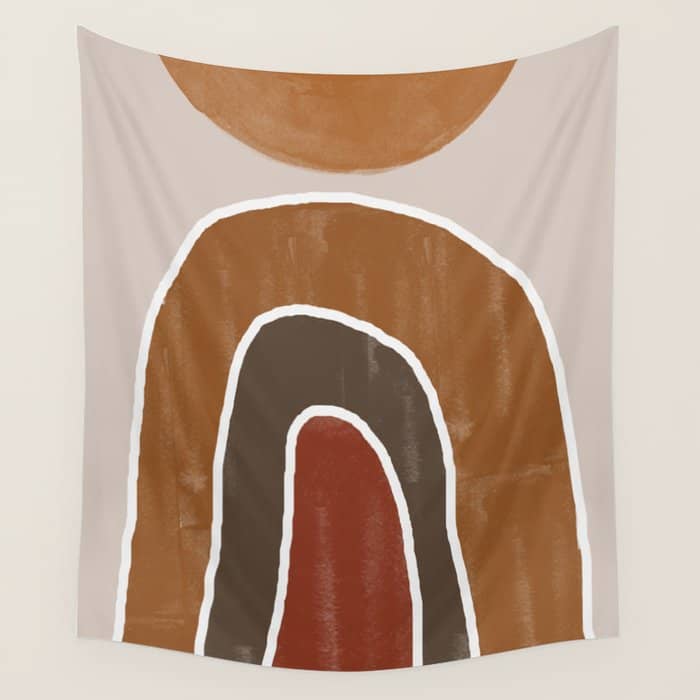 Abstract Rainbow, Burnt Orange Wall Tapestry