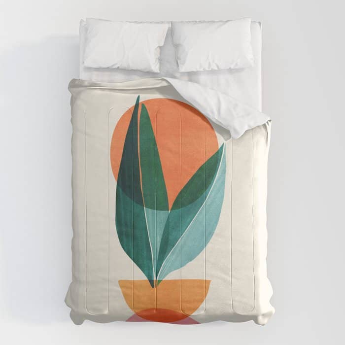 Nature Stack Teal And Orange Abstract Sunset Comforter