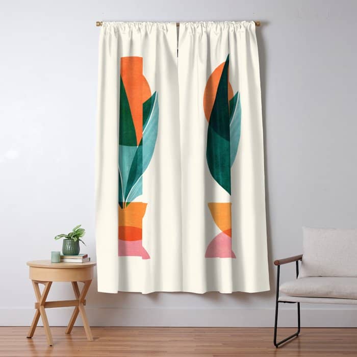 Nature Stack Teal And Orange Abstract Sunset Window Curtain