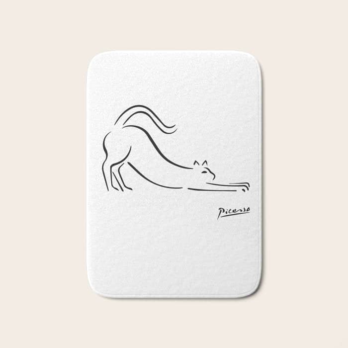Pablo Picasso Cat Artwork Shirt, Kitten Sketch Reproduction Bath Mat