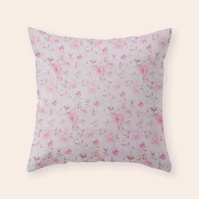 Modern Vintage Blush Pink  Romantic Floral Pattern Throw Pillow