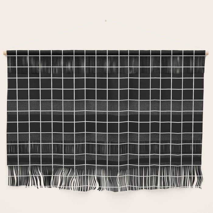 Black Grid White Lines| Black Aesthetic Wall Hanging