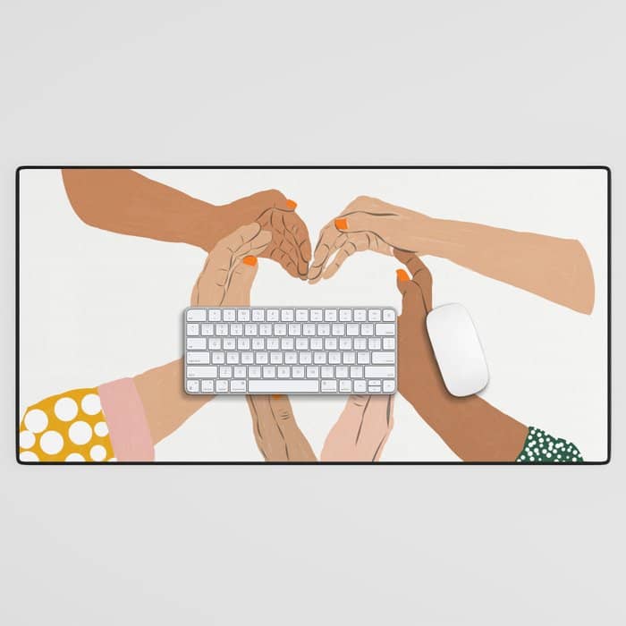 Indiscrimination | Anti-Racism Painting | Unity Illustration | Women Empowerment Growth Mindset Desk Mat