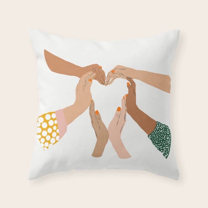 Indiscrimination | Anti-Racism Painting | Unity Illustration | Women Empowerment Growth Mindset Throw Pillow