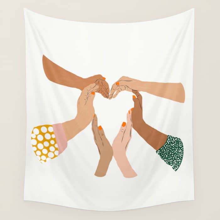Indiscrimination | Anti-Racism Painting | Unity Illustration | Women Empowerment Growth Mindset Wall Tapestry